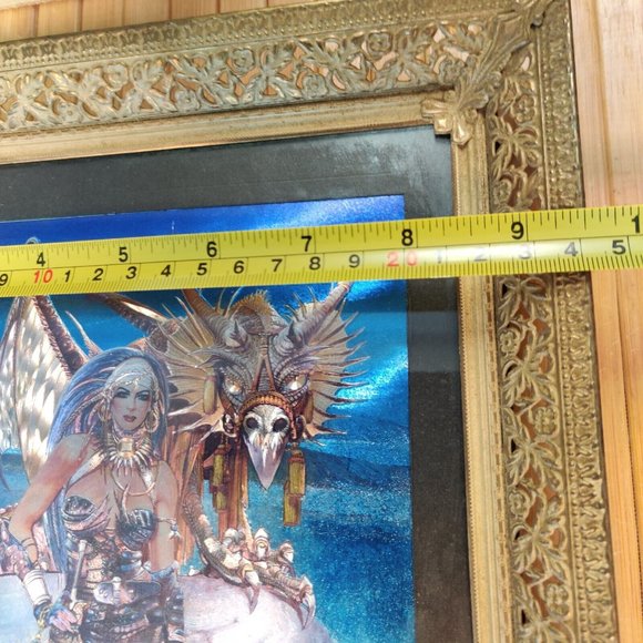 Vintage Chris Achilleos Fantasy Dragon Queen Dufex Print 2000 Vivid Foil Framed - Picture 12 of 13